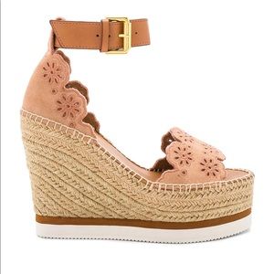 Like New See by Chloe Glyn Wedge Floral w/box 8